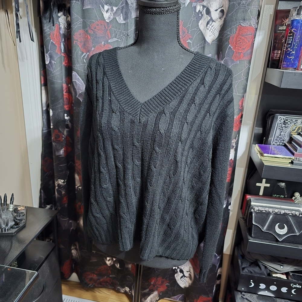 Ardene Dark Knit V-Neck Sweater